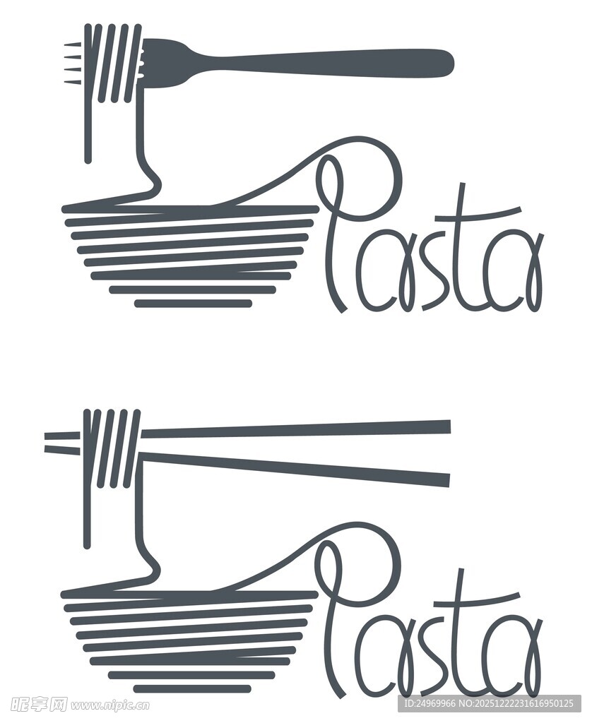 简约面食餐具图案设计