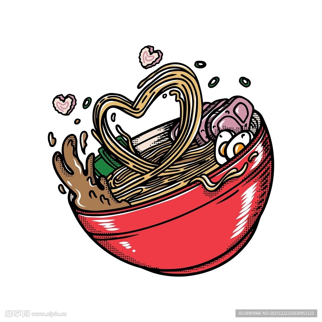 爱心咖啡泼洒创意插画