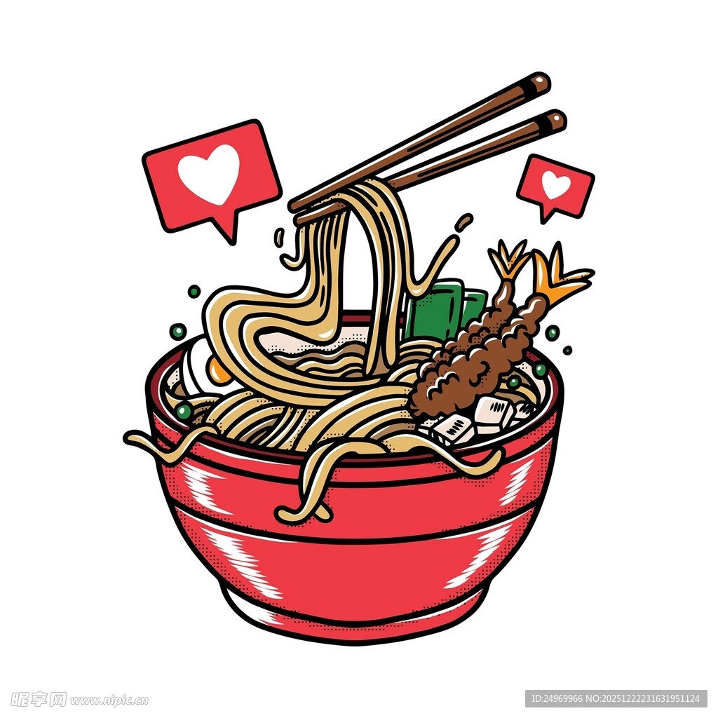 卡通风格美味拉面插画