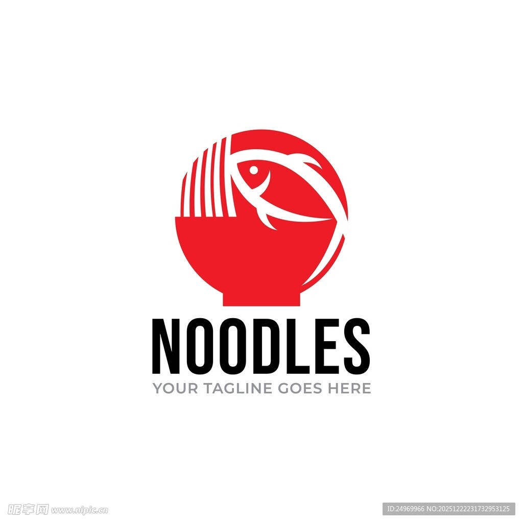 红色面条主题标志设计