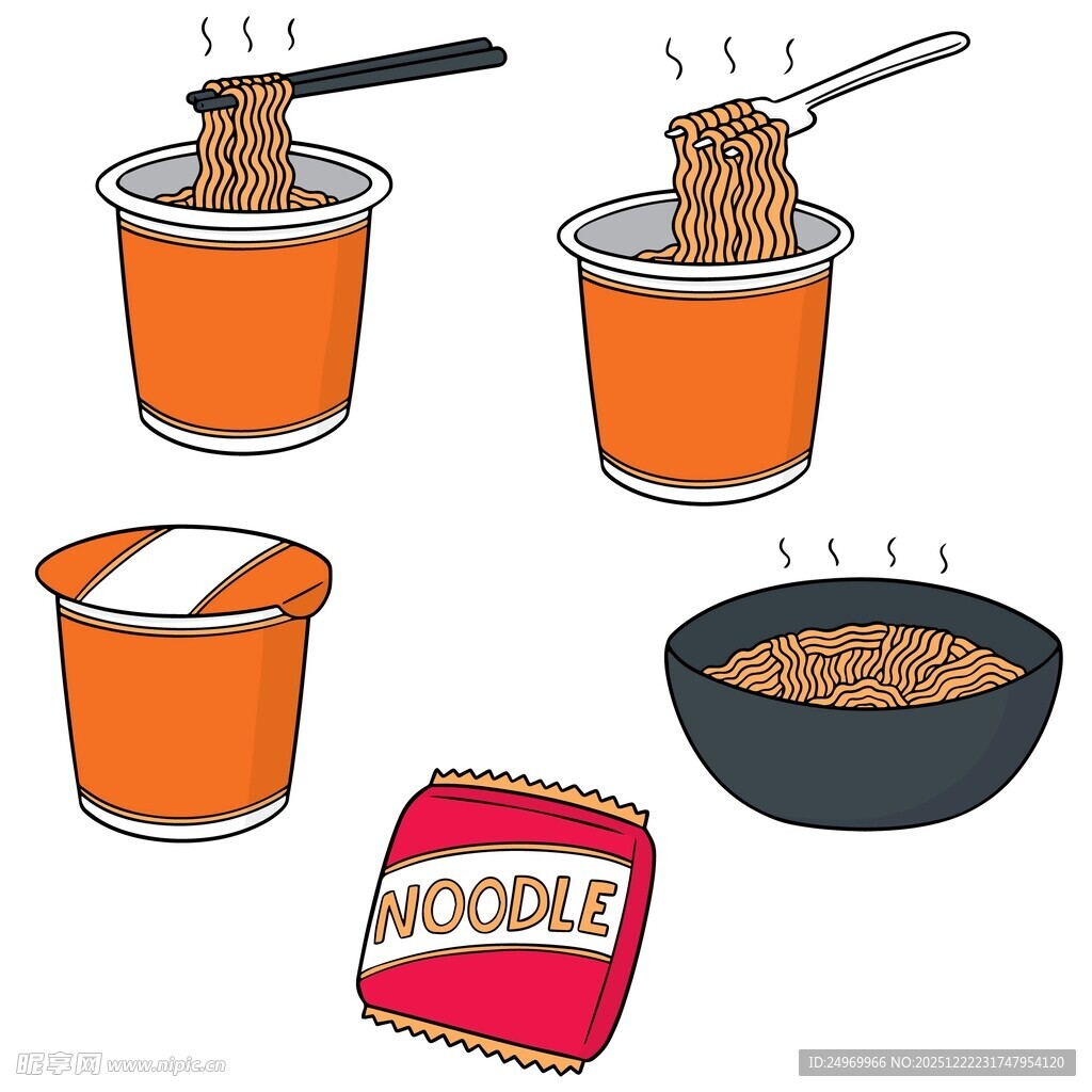 多样泡面插画展示