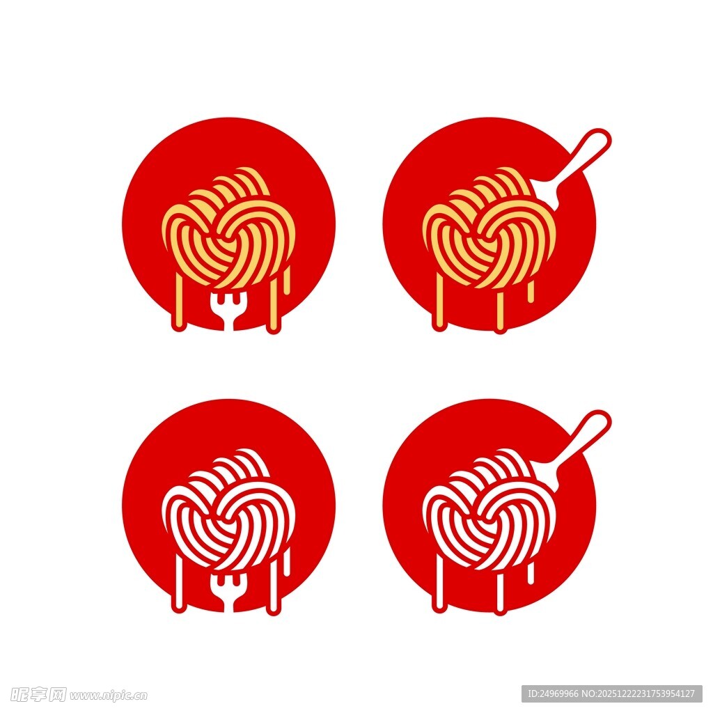 爱心拉面图标设计