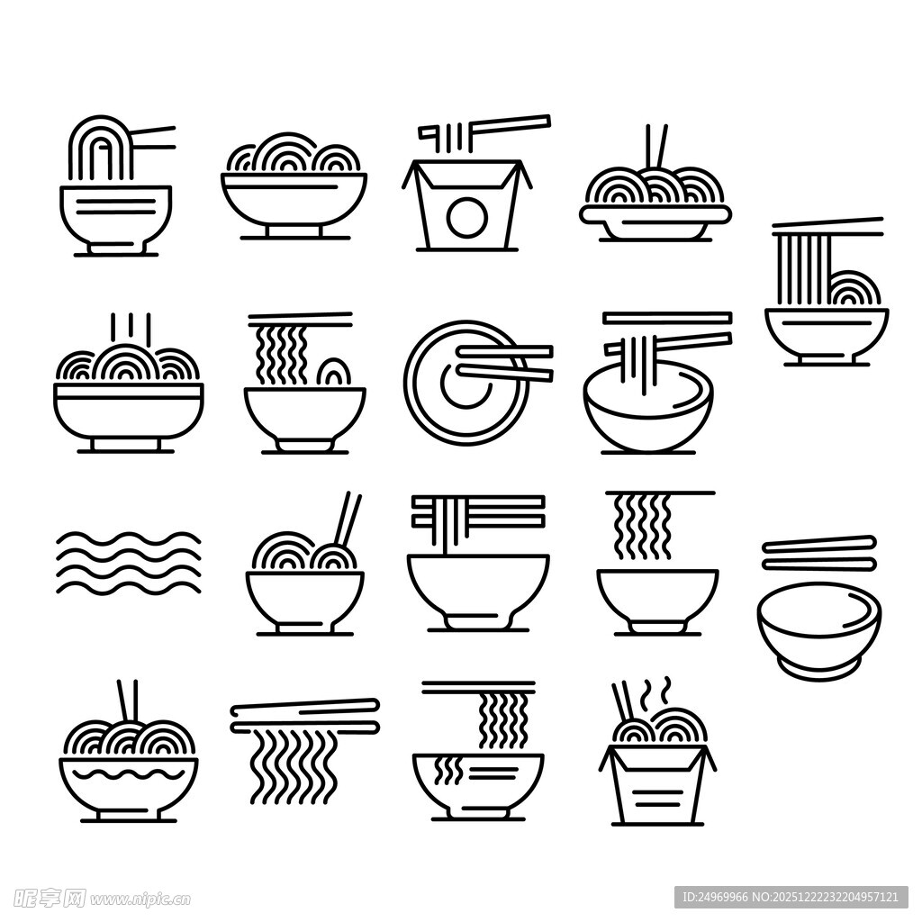 多样面食图标集合
