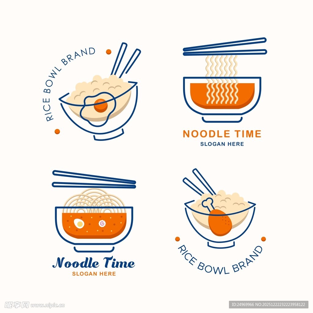 简约风面条主题图标设计