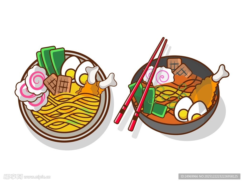 两碗特色面条美食展示