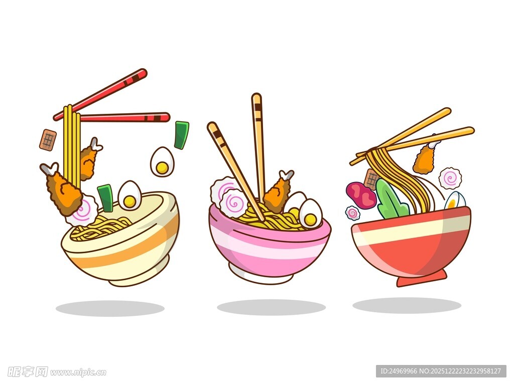 多彩碗中美味面食