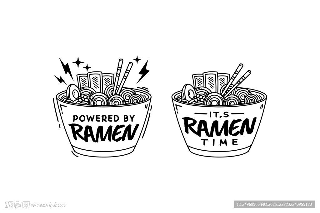 两碗拉面插画