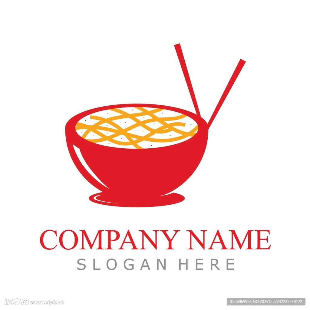 红色碗装面标志设计