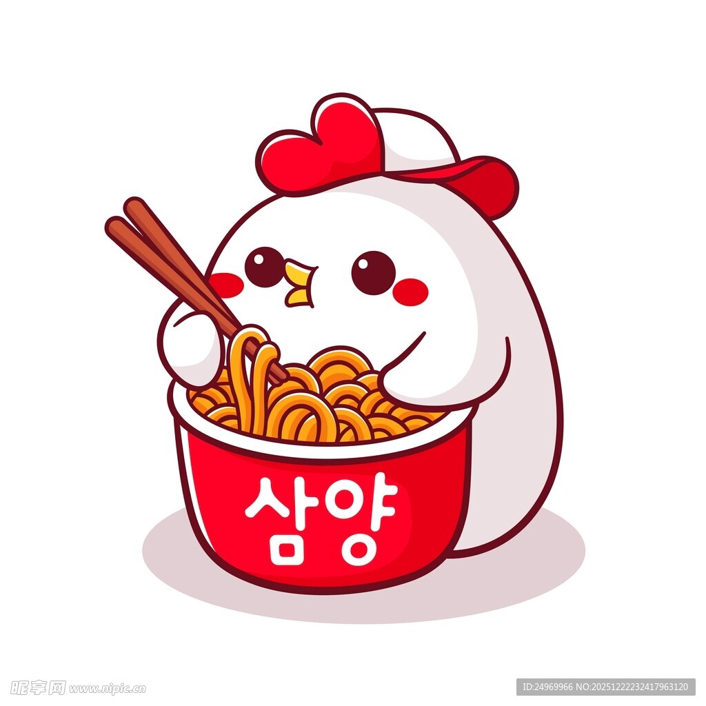可爱小鸡吃拉面
