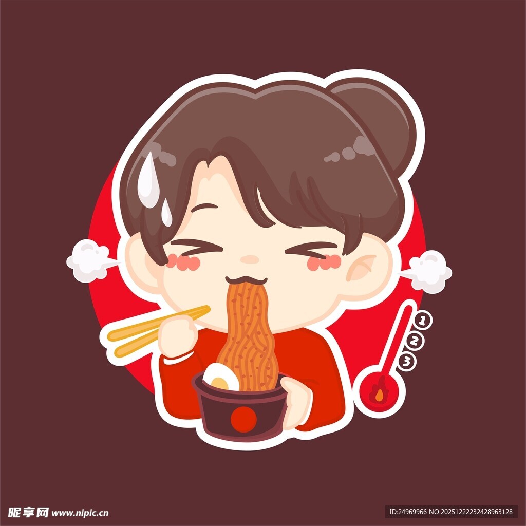 可爱女孩开心吃拉面