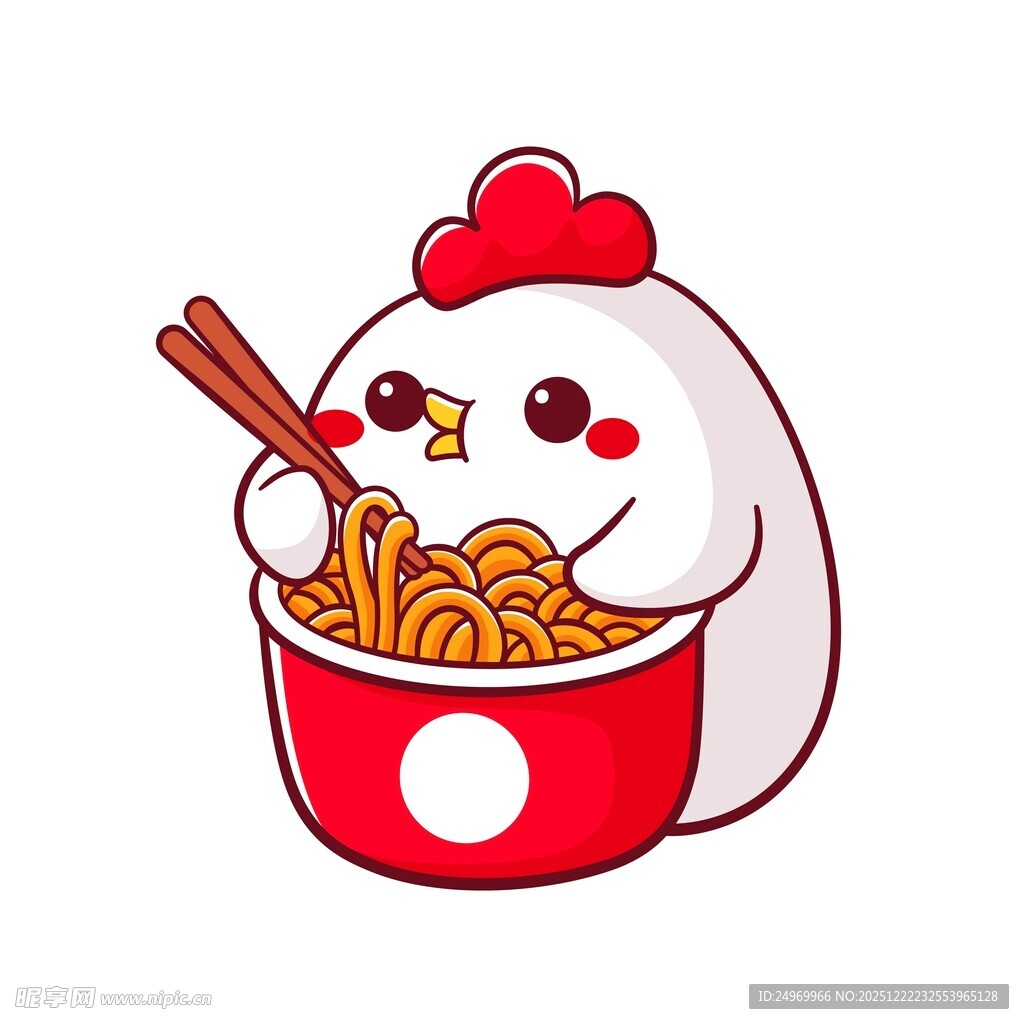 萌小鸡吃面条的可爱瞬间