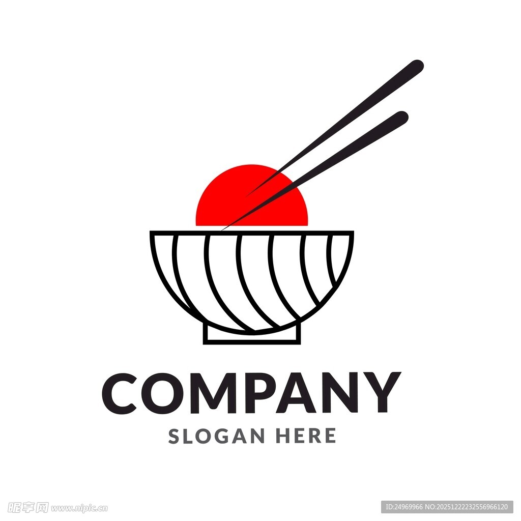 日式美食碗筷标志设计