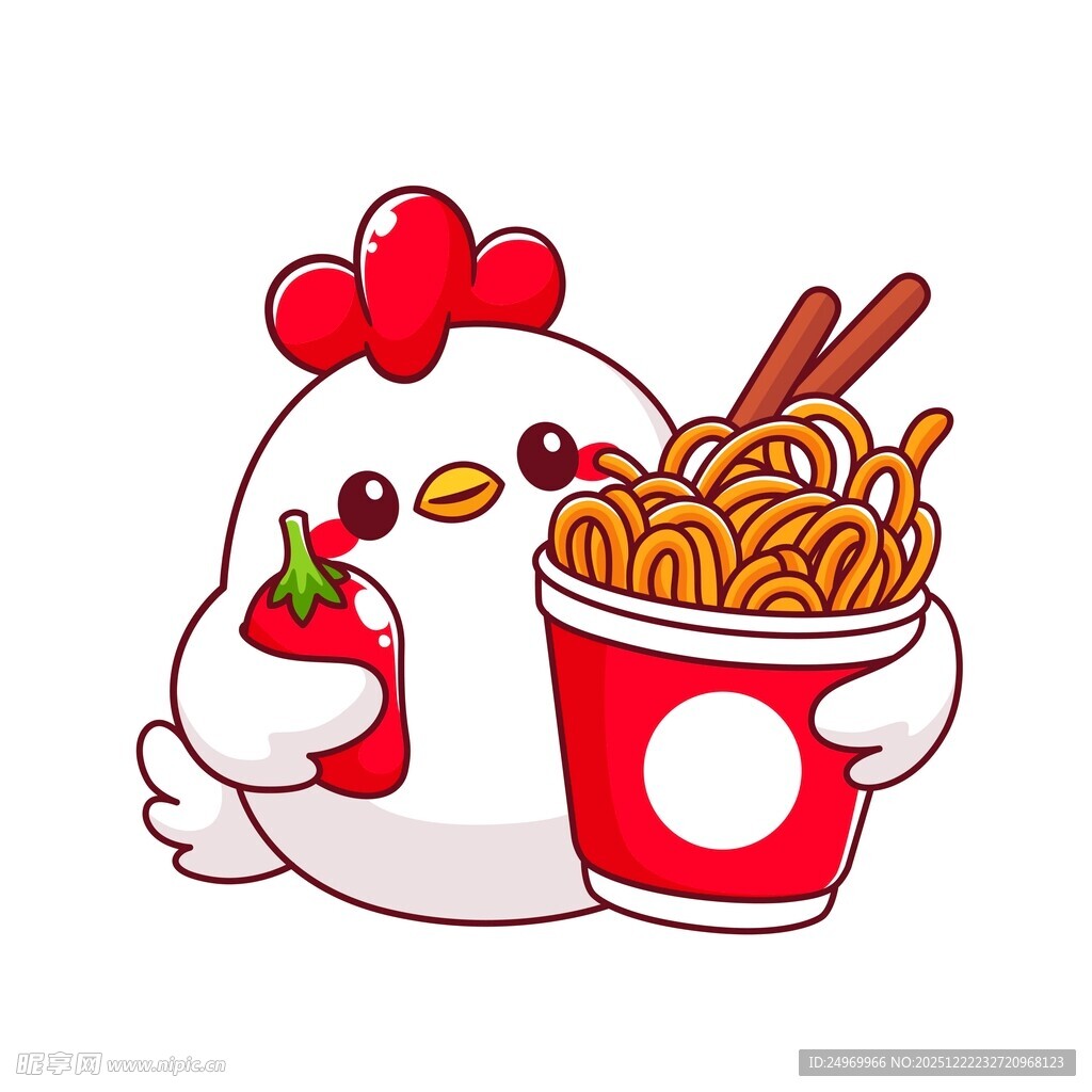 卡通小鸡手持美食