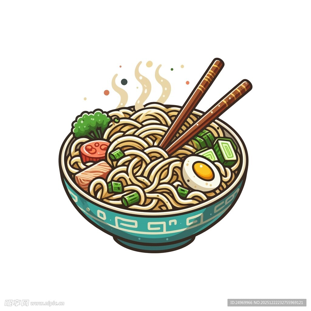 卡通风格美味拉面一碗