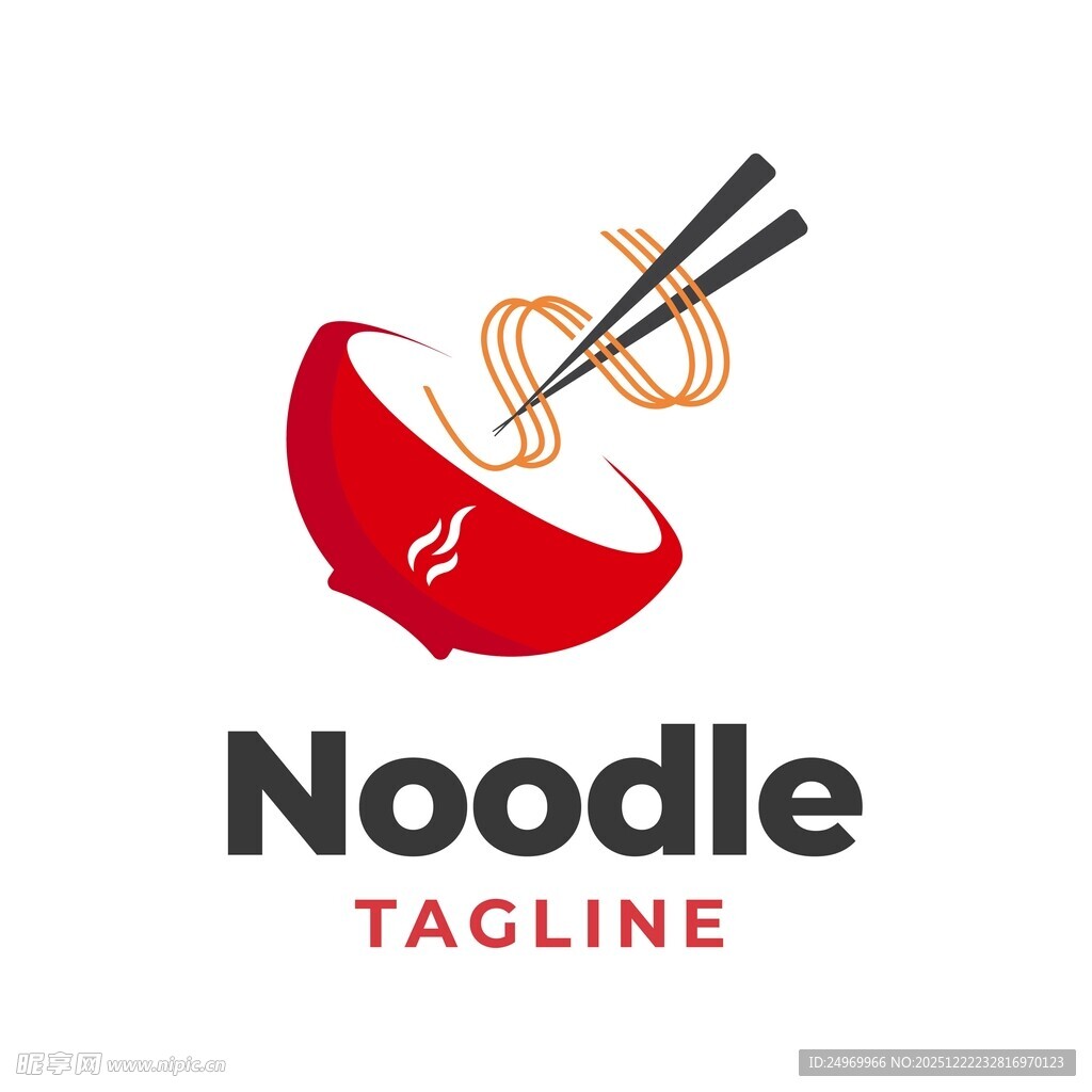 苹果碗中的面条标志