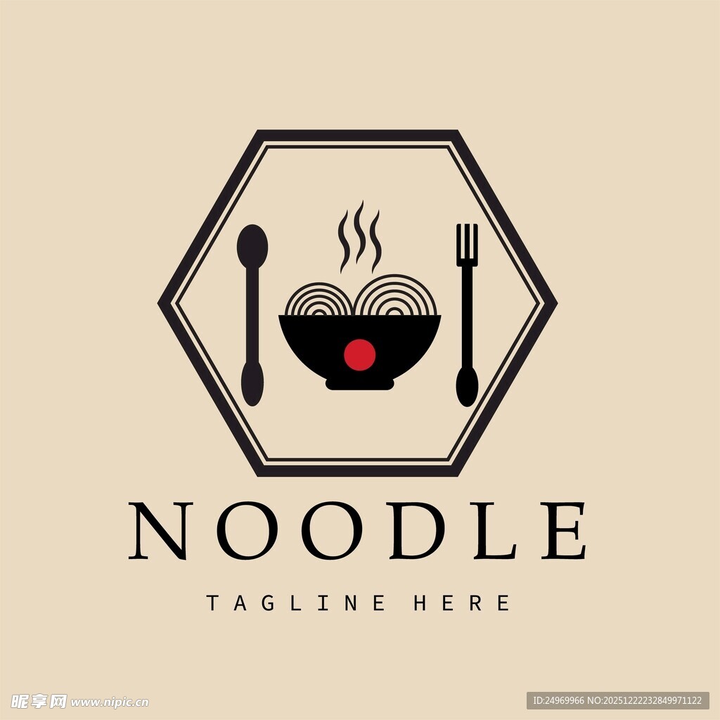 简约风面条餐饮标志设计