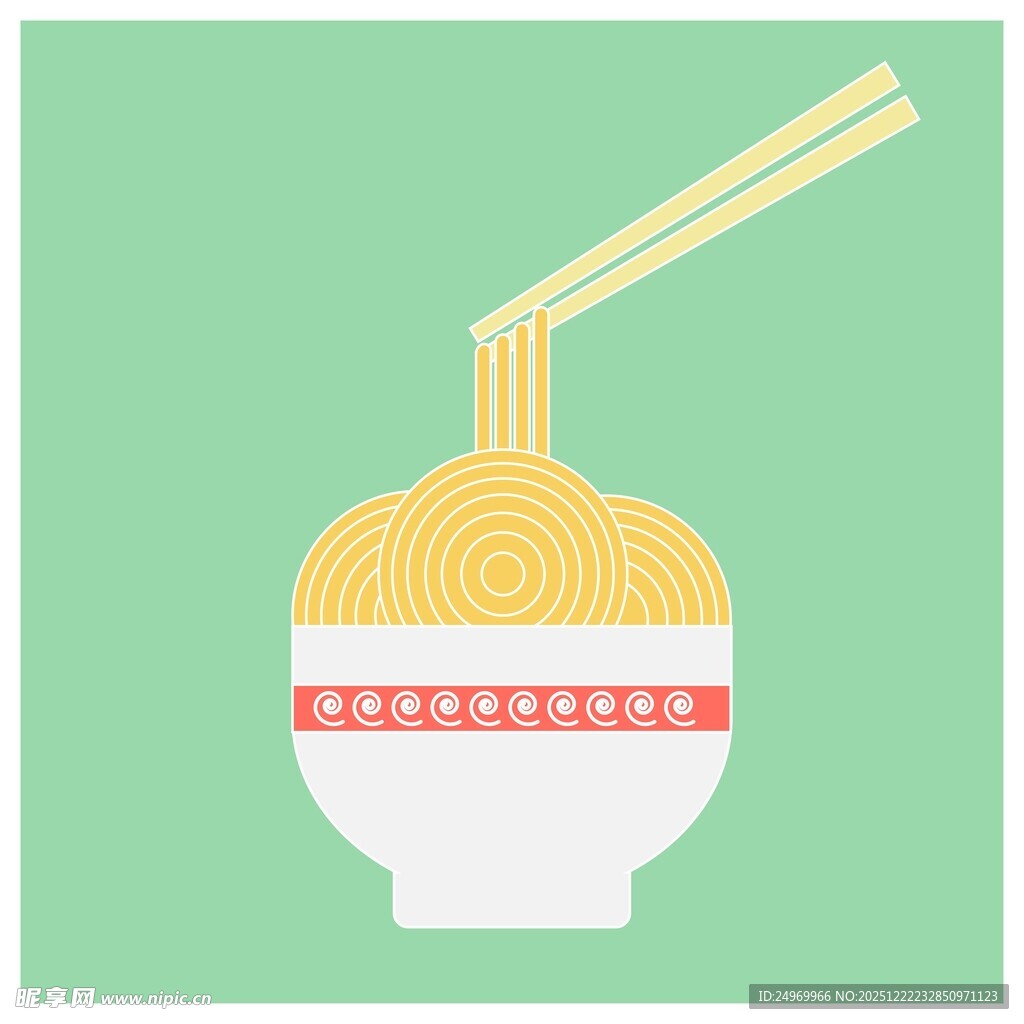 碗中面条被筷子夹起