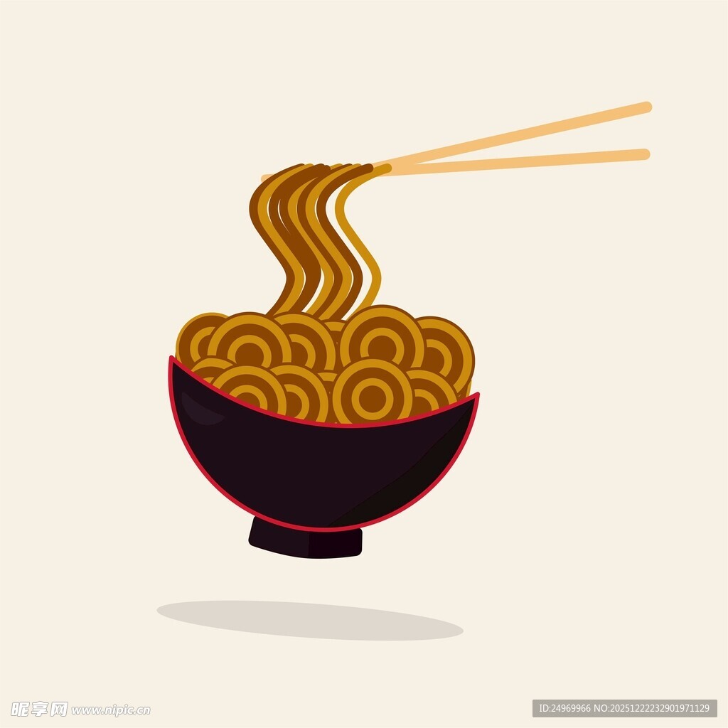 碗中拉面配筷子
