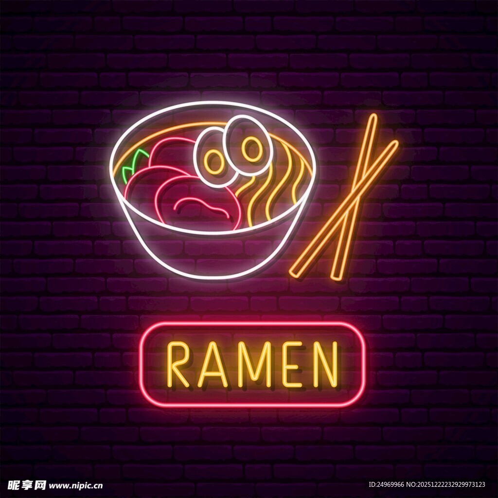 霓虹风格拉面店招牌
