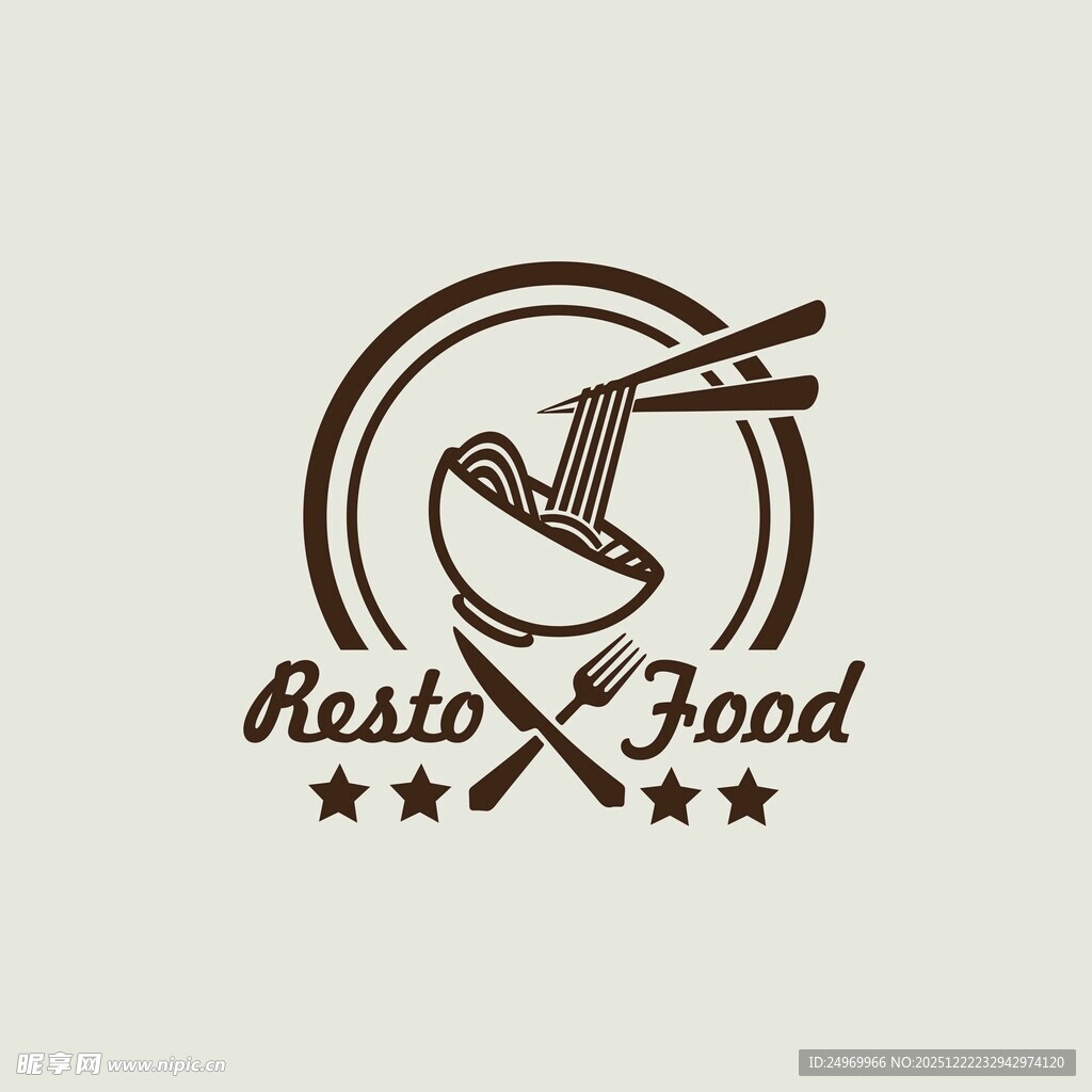 复古风餐厅美食标志设计