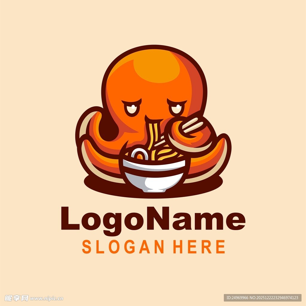 章鱼卡通形象标志设计