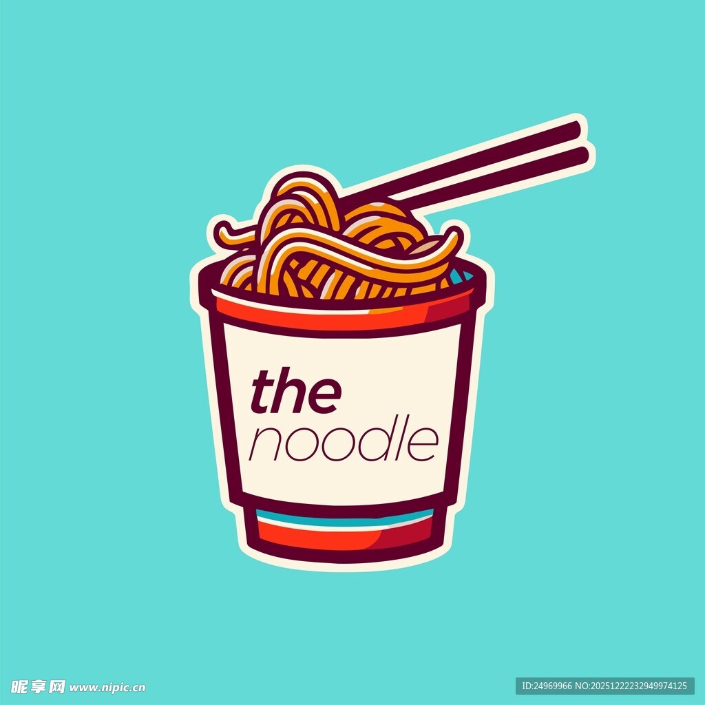 纸杯装面条插画