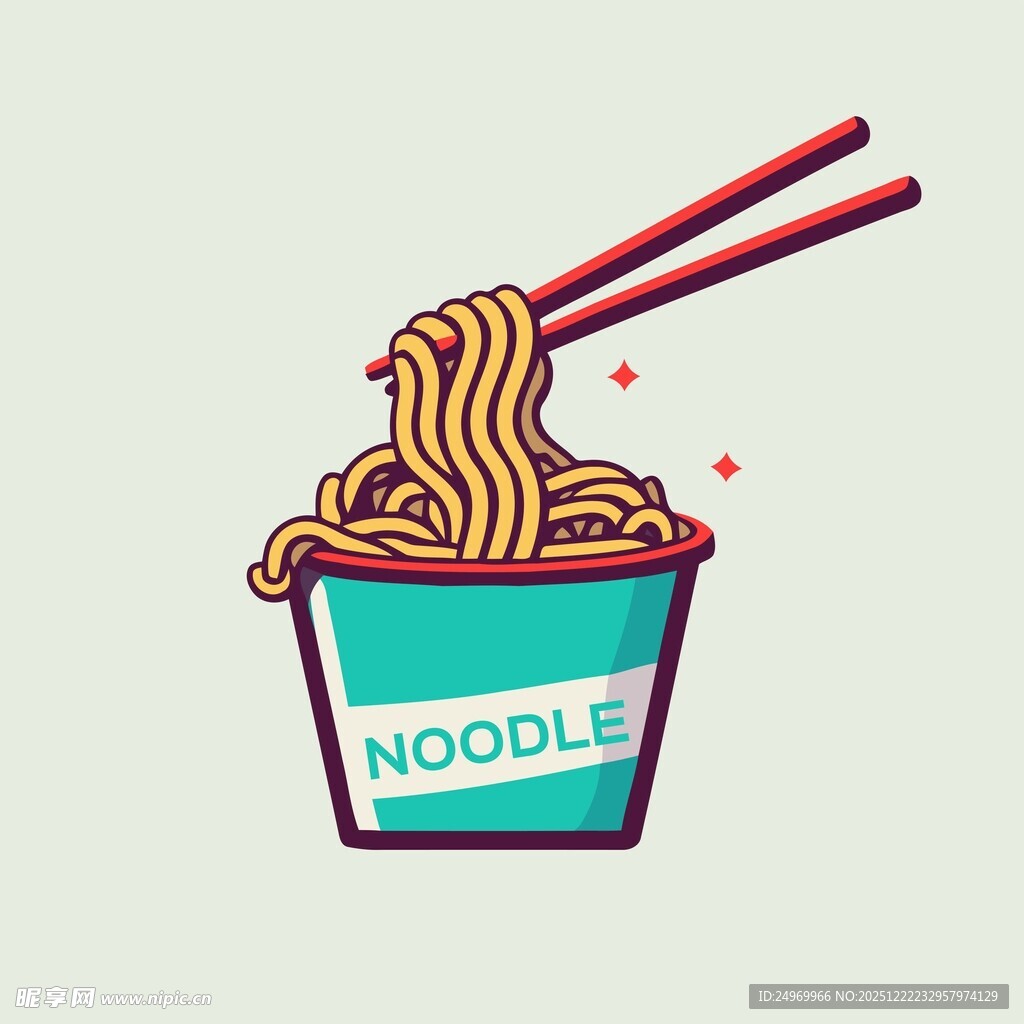 筷子夹起杯装面条