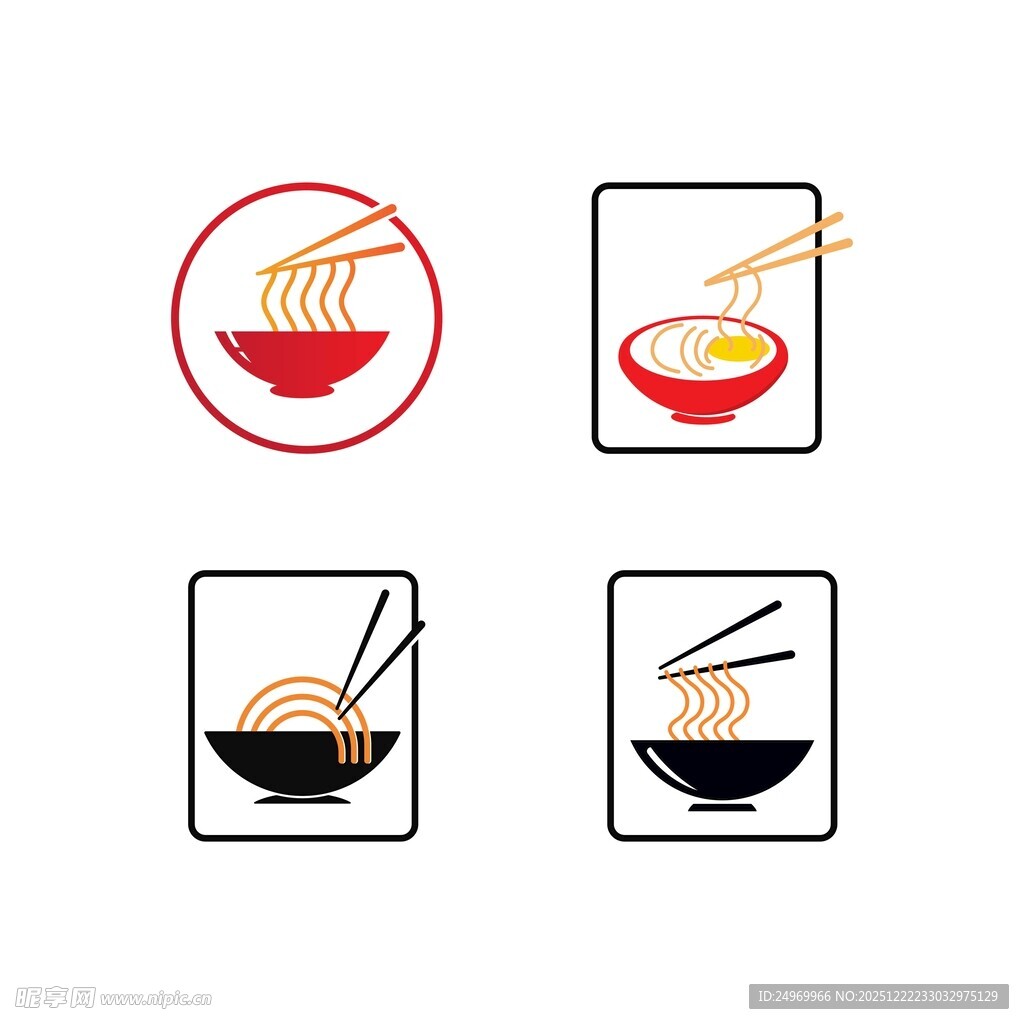 多样中式面条图标设计