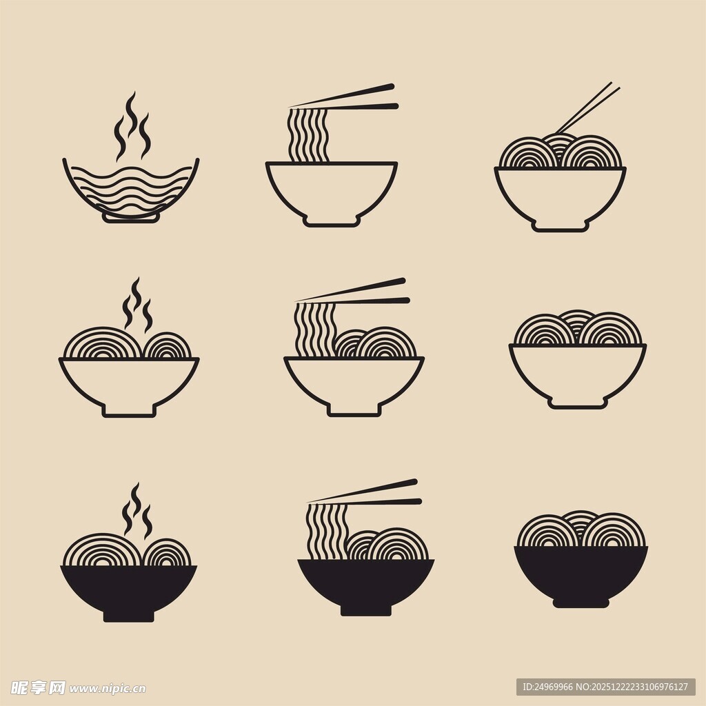 简约风中式面食图标集