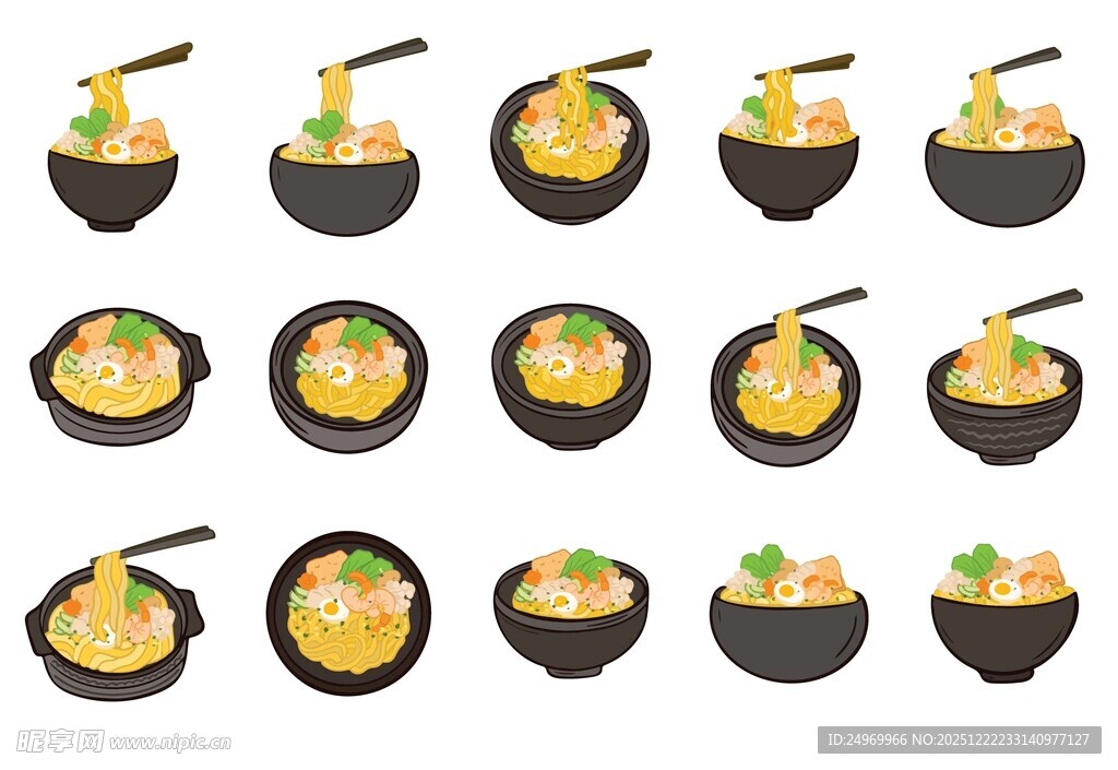 多样美食碗装料理集合