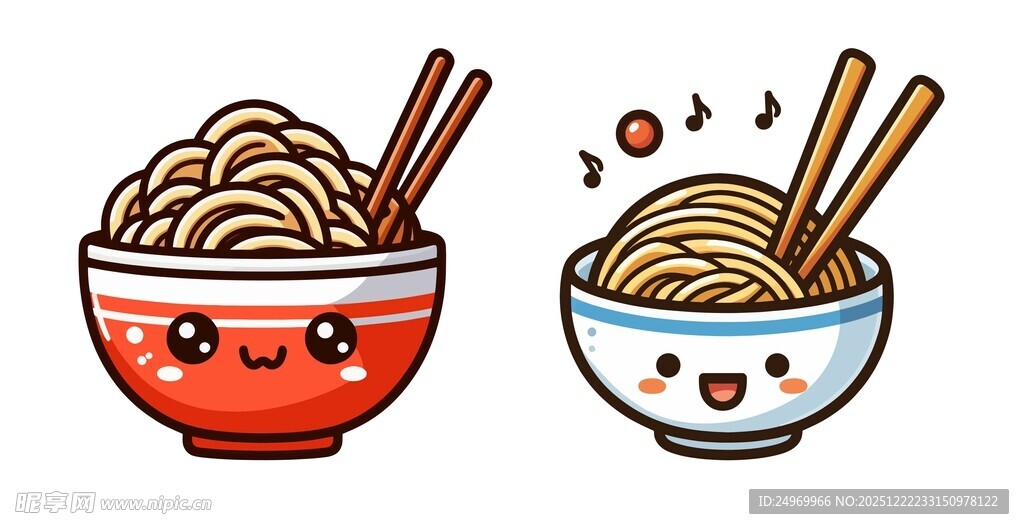 可爱卡通面条碗形象