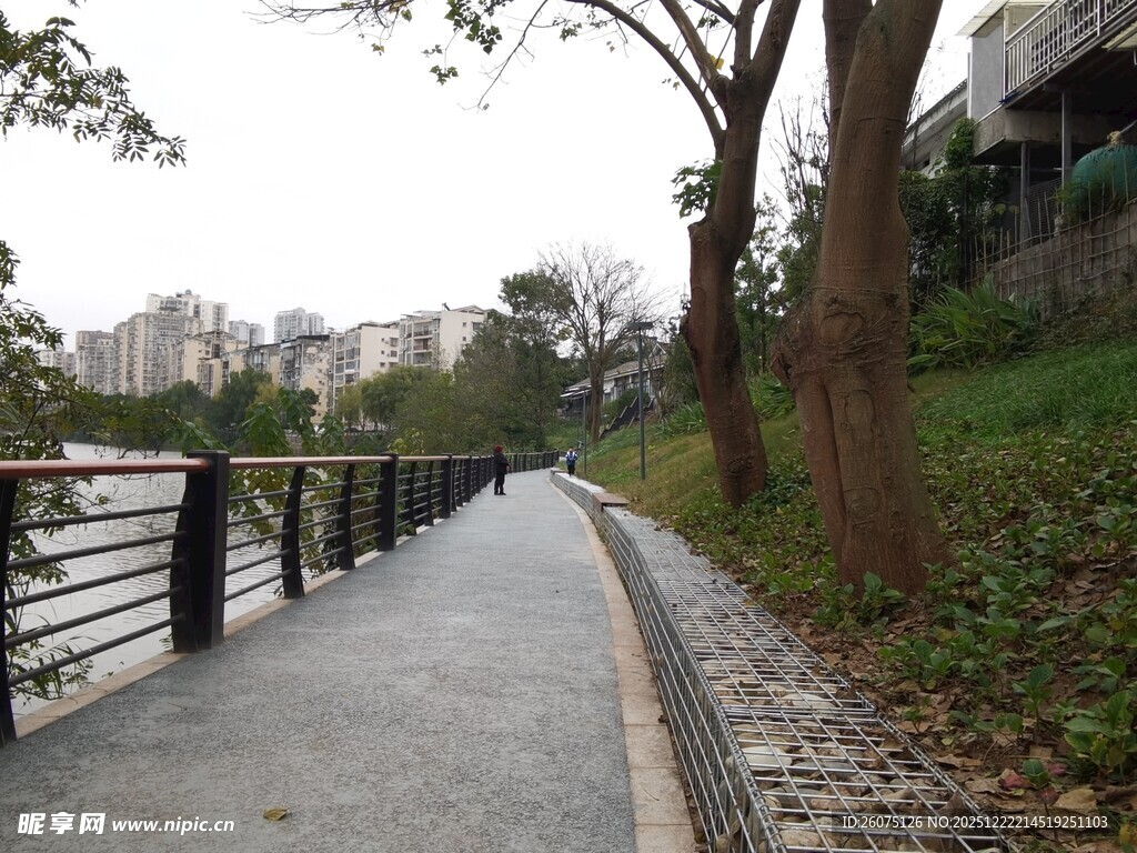 河畔幽静步道风景