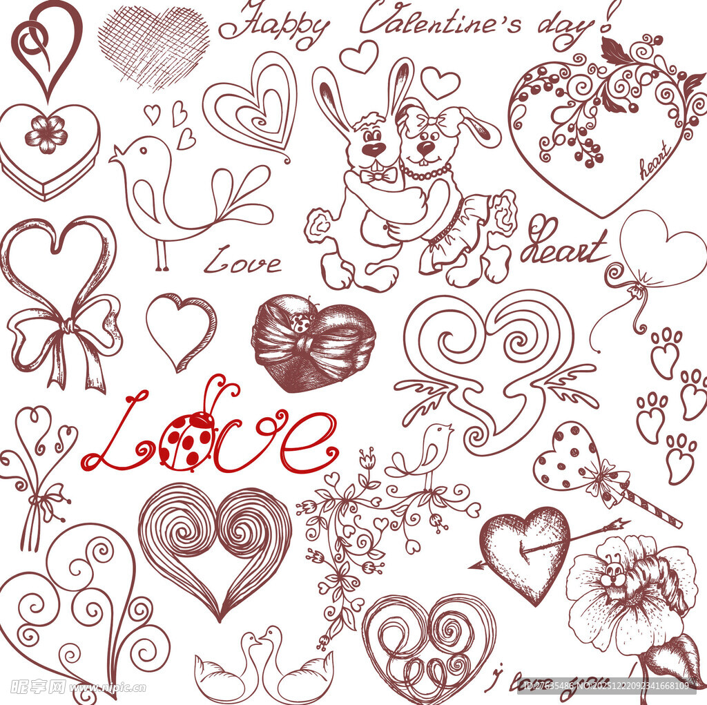 手绘爱心图案素材集合