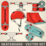 滑板及配件矢量图集合