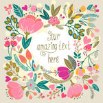 花卉环绕的唯美文字图案