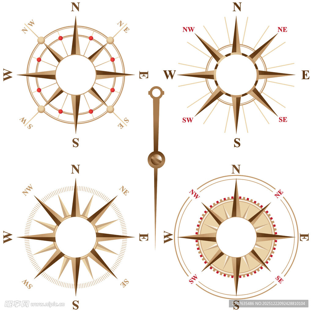 复古航海罗盘图案集合