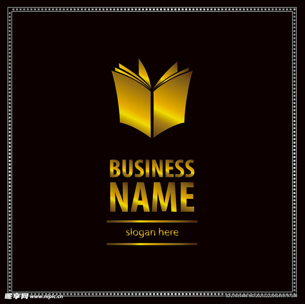 金色书本商务标志设计