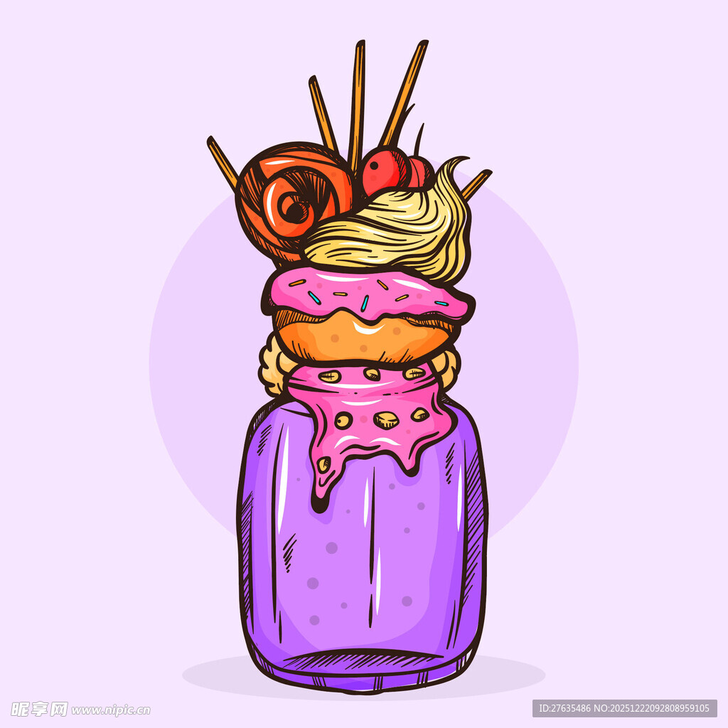 紫色罐中美味创意甜点