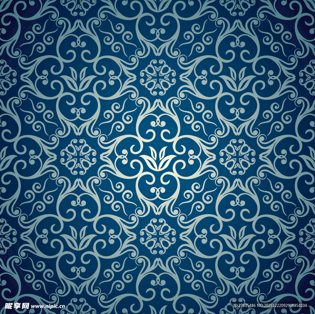 蓝色精美花纹图案背景