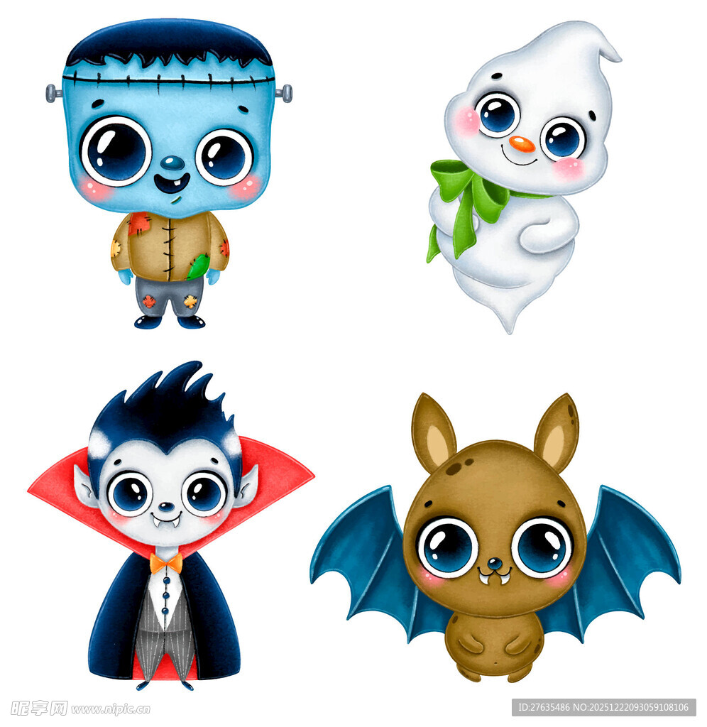 可爱万圣节卡通角色集合