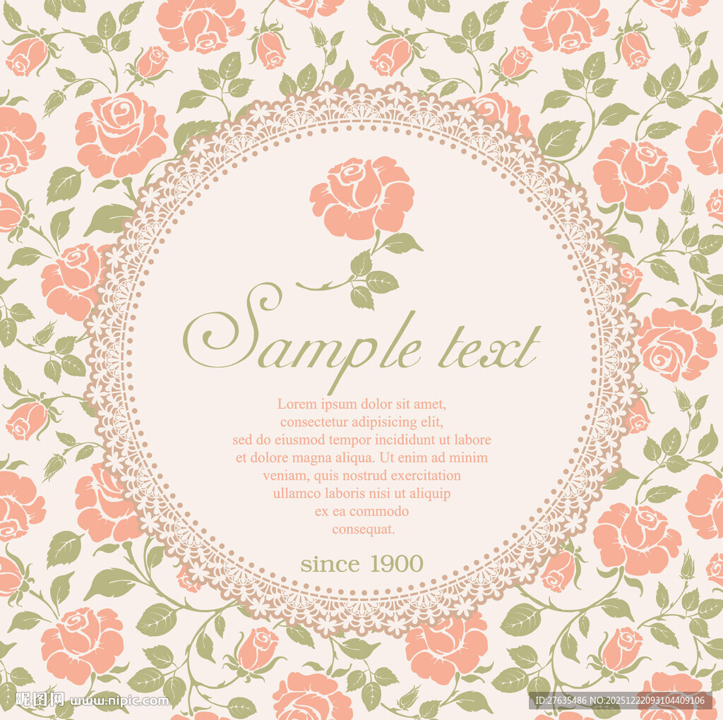 复古花卉边框装饰图案