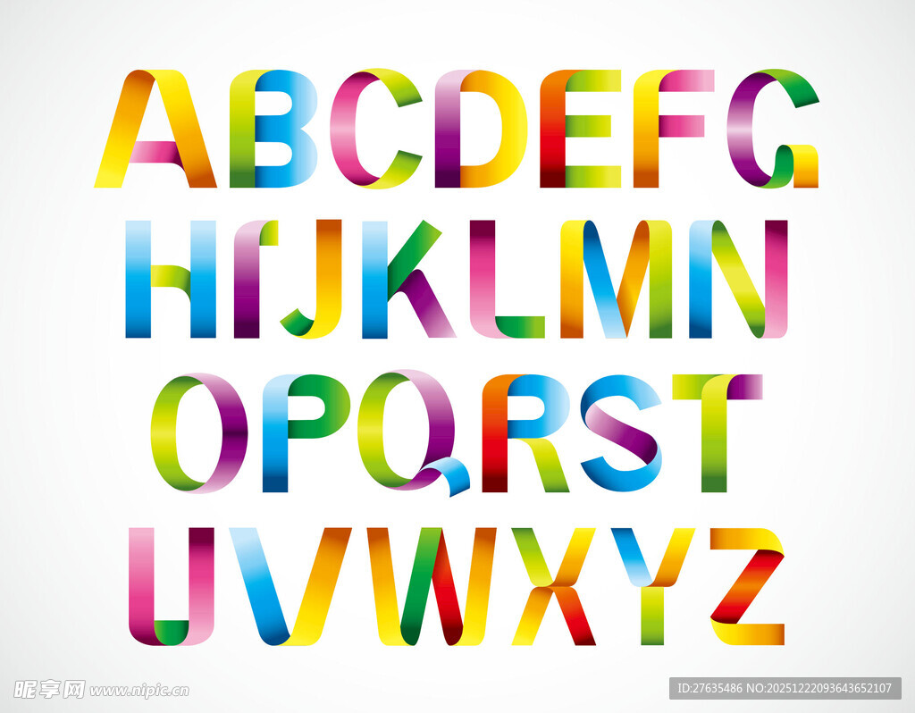 彩色立体字母展示
