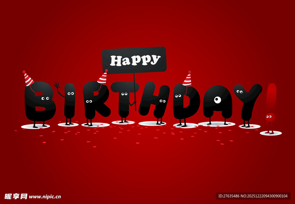 红色生日主题装饰背景图