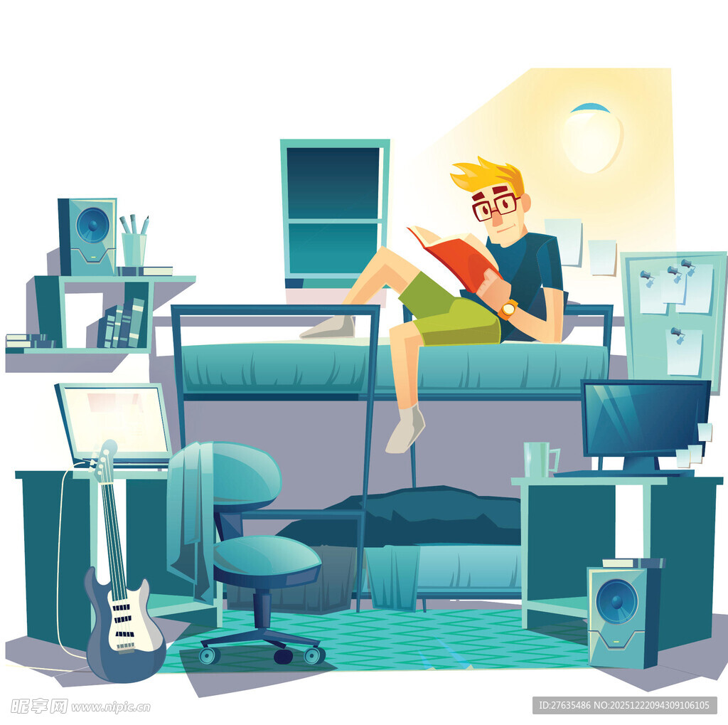 舒适居家办公场景插画