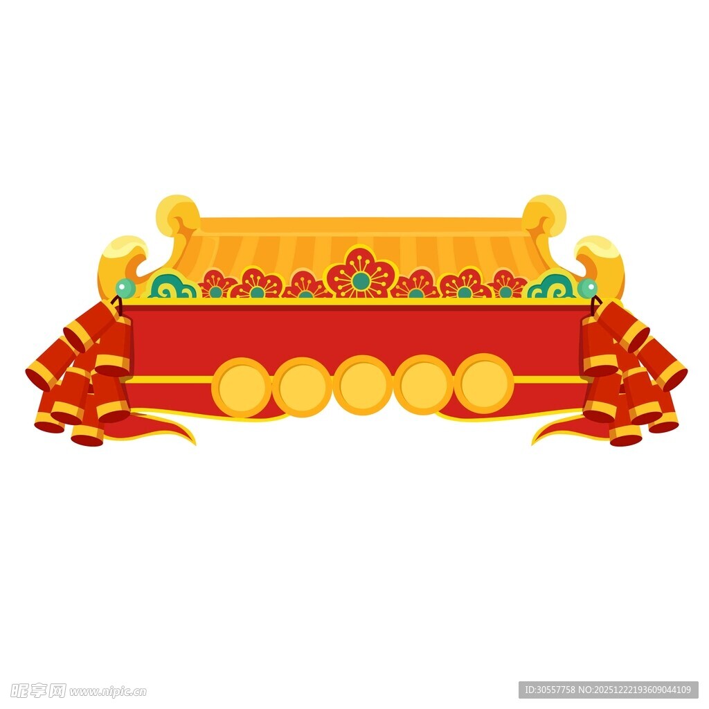 新年梅花喜庆屋檐标题框