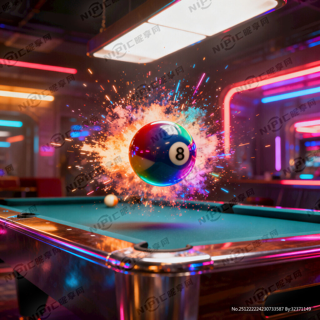 台球元素 炫彩 科幻 高级感