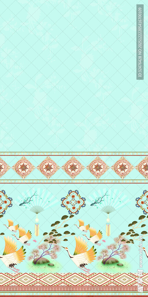 清新花卉边框图案设计汉服