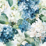 蓝白绣球花精美花卉图案