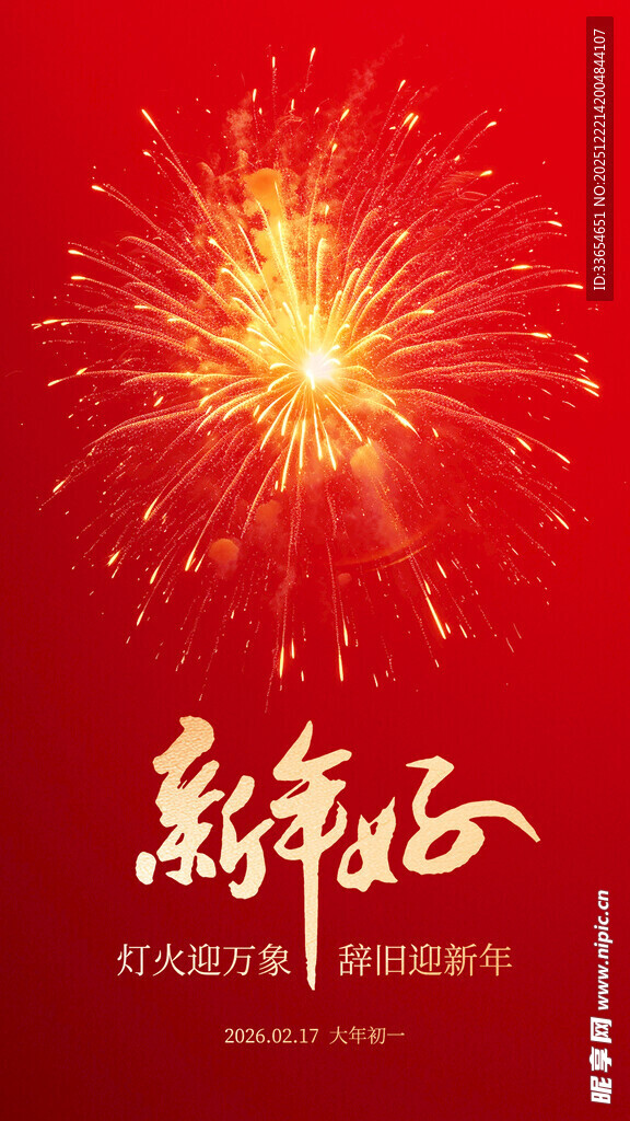 新年烟花贺岁海报