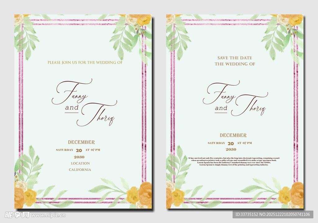 花卉婚礼邀请函